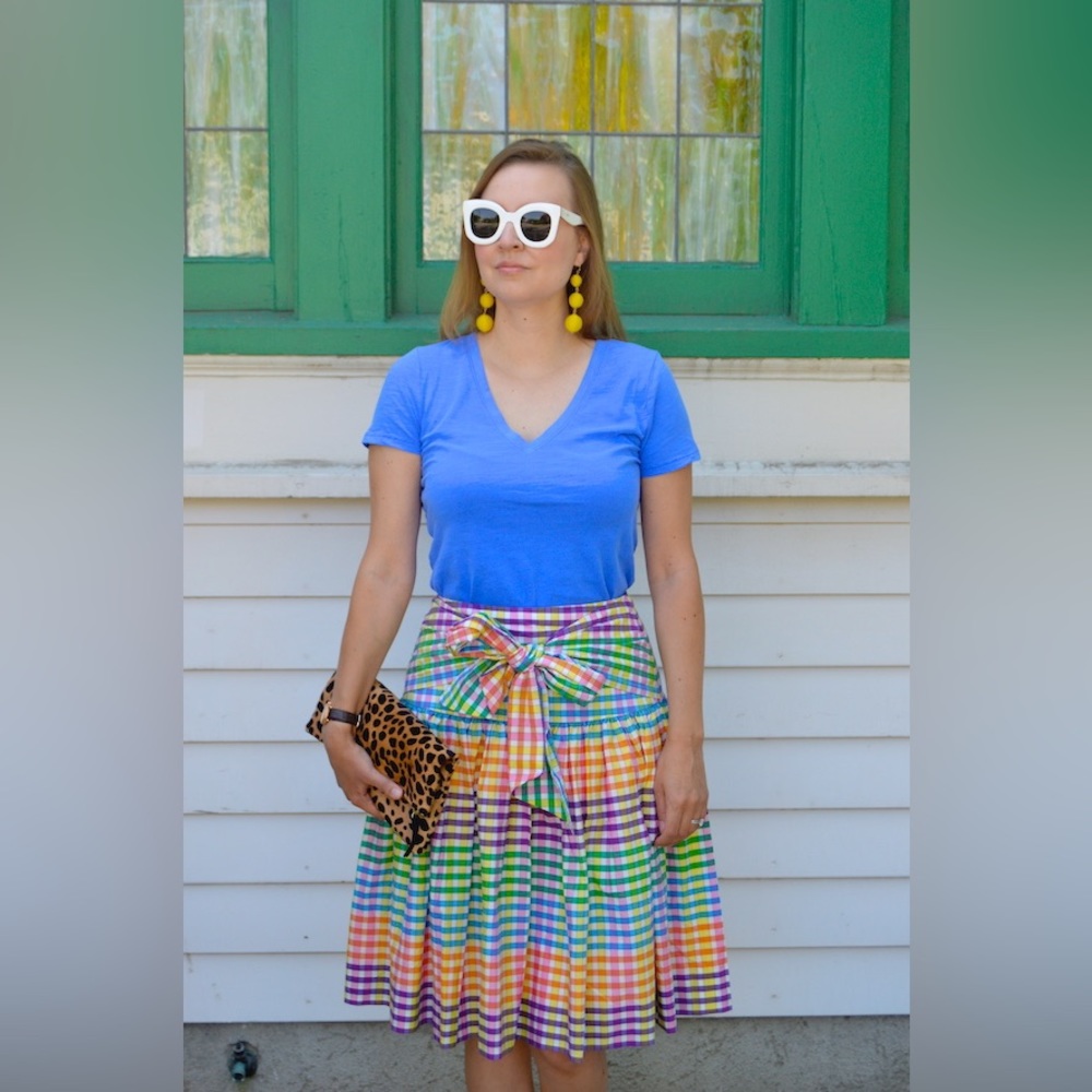 J Crew Tie Front Rainbow‎ Skirt - Picture 5 of 14